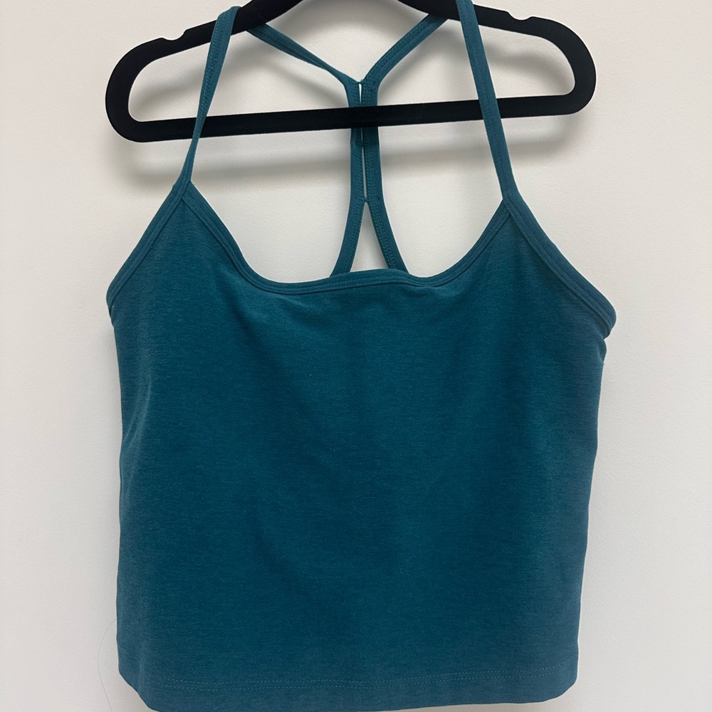 Beyond Yoga Spacedye Slim Racerback Cropped Tank in Teal